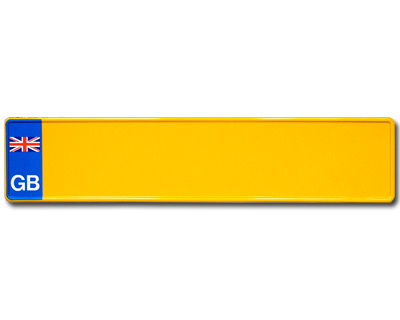 EU-plate Great Britain with flag yellow reflective